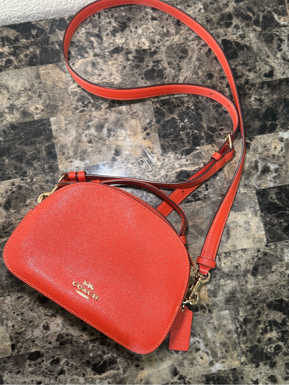 COACH Serena Satchel Peacock Leather Top Handle Crossbody Bag 1589 in Mango